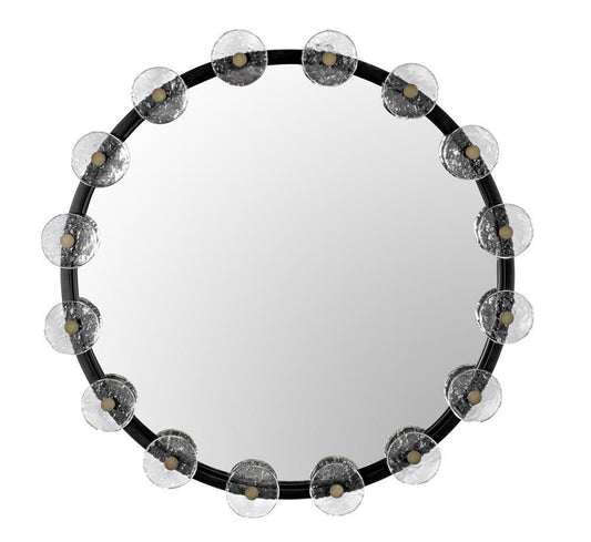 Noir Moira Mirror With Glass Details Matte Black