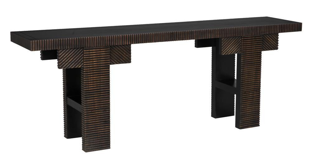 Noir Nabu Console Hand Rubbed Black with Light Brown Trim