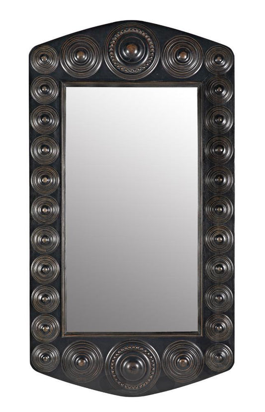 Noir Nanna Mirror Hand Rubbed Black with Light Brown Trim