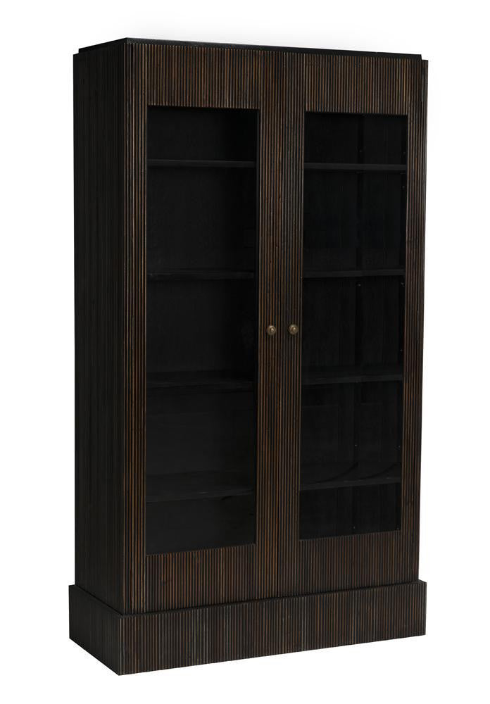 Noir Noho Hutch Hand Rubbed Black with Light Brown Trim