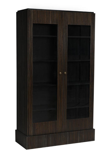 Noir Noho Hutch Hand Rubbed Black with Light Brown Trim