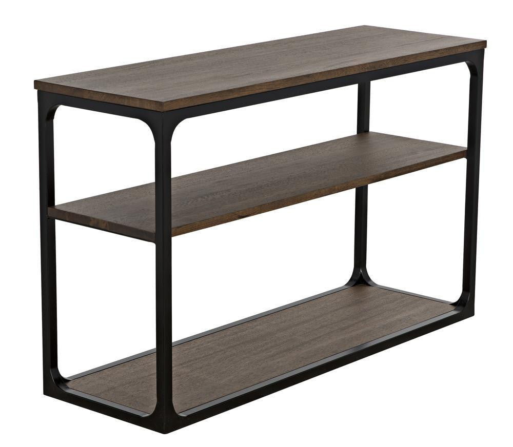 Noir Novie Console Dark Walnut w/ Matte Black Frame