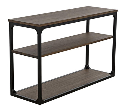 Noir Novie Console Dark Walnut w/ Matte Black Frame