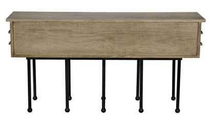 Noir Oliver Console Washed Walnut with Matte Black Base