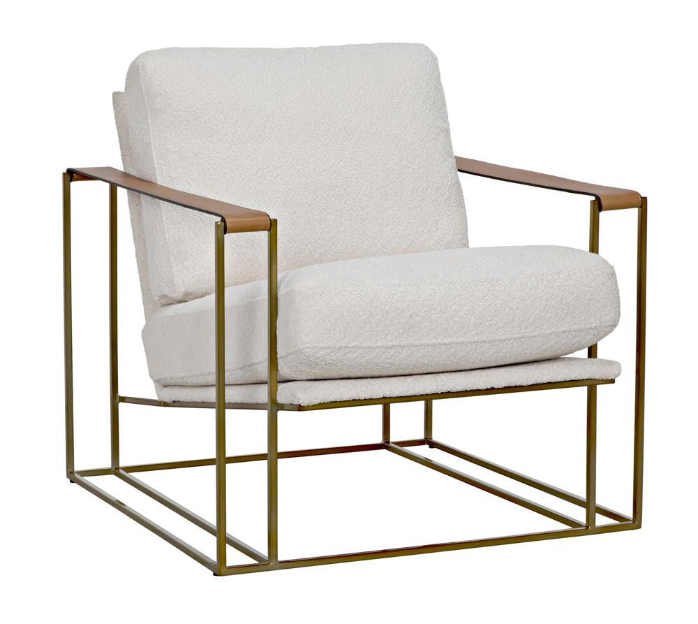 Noir Oryan Club Chair Brass, Off-White