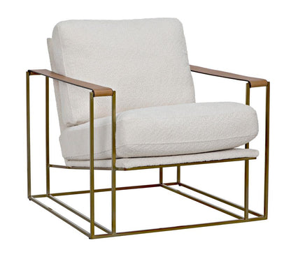 Noir Oryan Club Chair Brass, Off-White