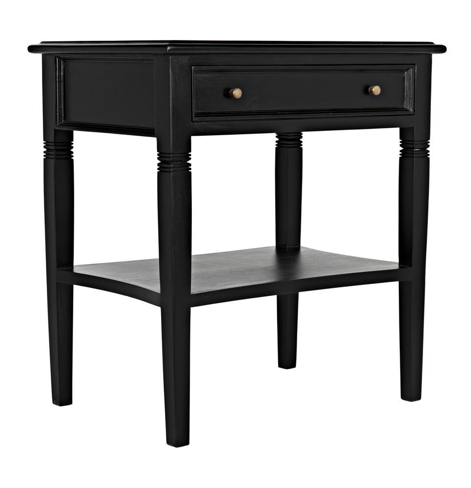 Noir Oxford Side Table, 1-Drawer, Hand-Rubbed Black, 30"H (GTAB247HB YUU6013NTK)