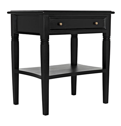 Noir Oxford Side Table, 1-Drawer, Hand-Rubbed Black, 30"H (GTAB247HB YUU6013NTK)