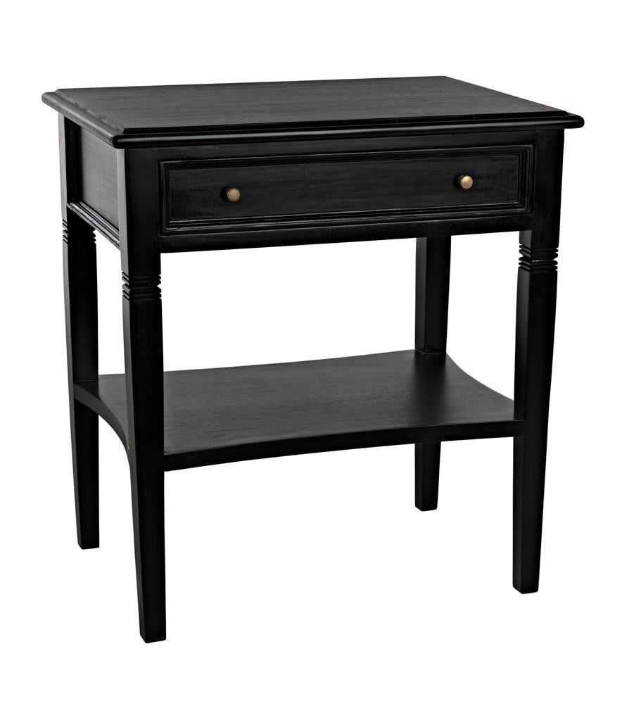 Noir Oxford Side Table, 1-Drawer, Hand-Rubbed Black, 30"H (GTAB247HB YUU6013NTK)