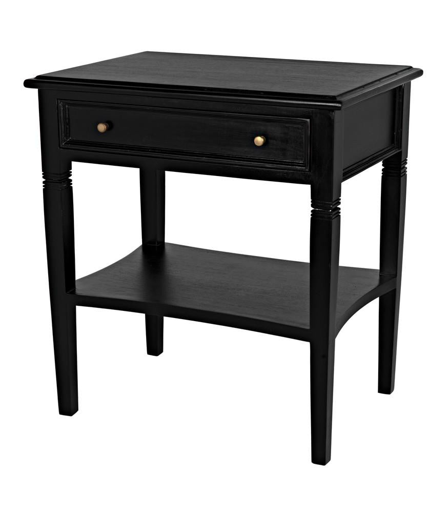 Noir Oxford Side Table, 1-Drawer, Hand-Rubbed Black, 30"H (GTAB247HB YUU6013NTK)