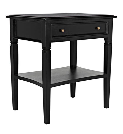 Noir Oxford Side Table, 1-Drawer, Hand-Rubbed Black, 30"H (GTAB247HB YUU6013NTK)