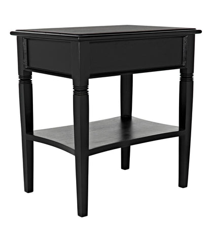 Noir Oxford Side Table, 1-Drawer, Hand-Rubbed Black, 30"H (GTAB247HB YUU6013NTK)