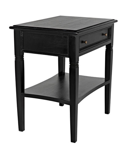 Noir Oxford Side Table, 1-Drawer, Hand-Rubbed Black, 30"H (GTAB247HB YUU6013NTK)