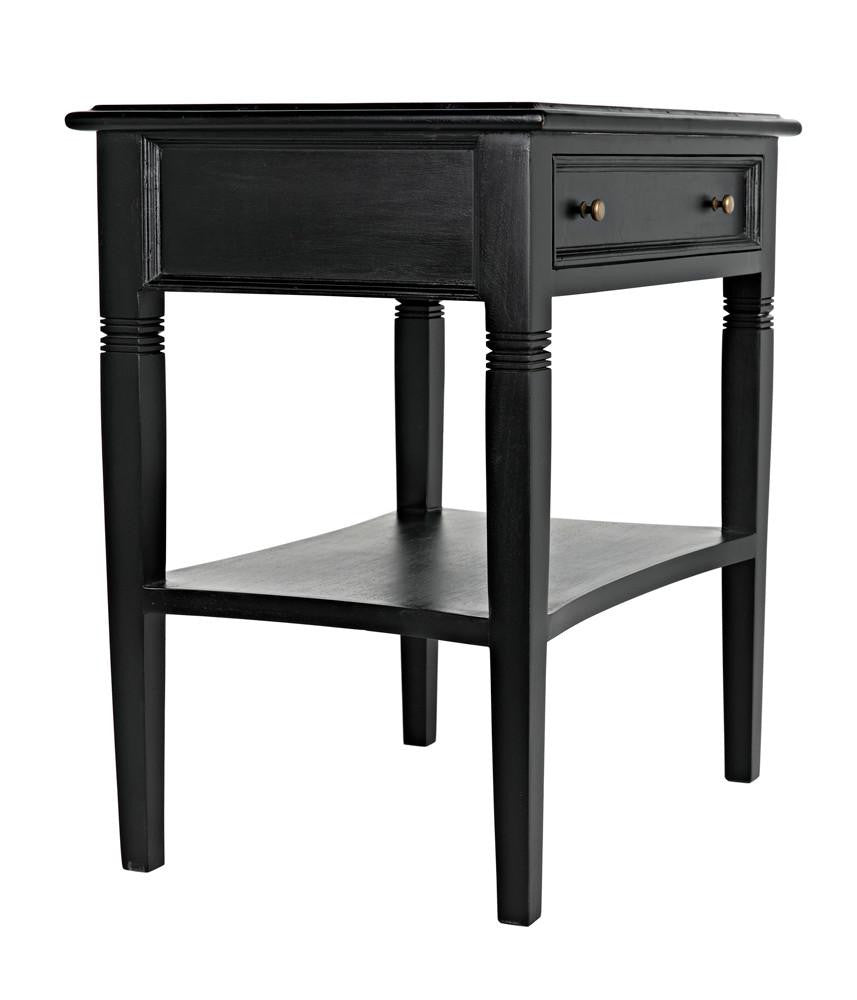 Noir Oxford Side Table, 1-Drawer, Hand-Rubbed Black, 30"H (GTAB247HB YUU6013NTK)