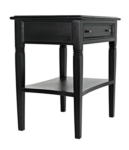 Noir Oxford Side Table, 1-Drawer, Hand-Rubbed Black, 30"H (GTAB247HB YUU6013NTK)