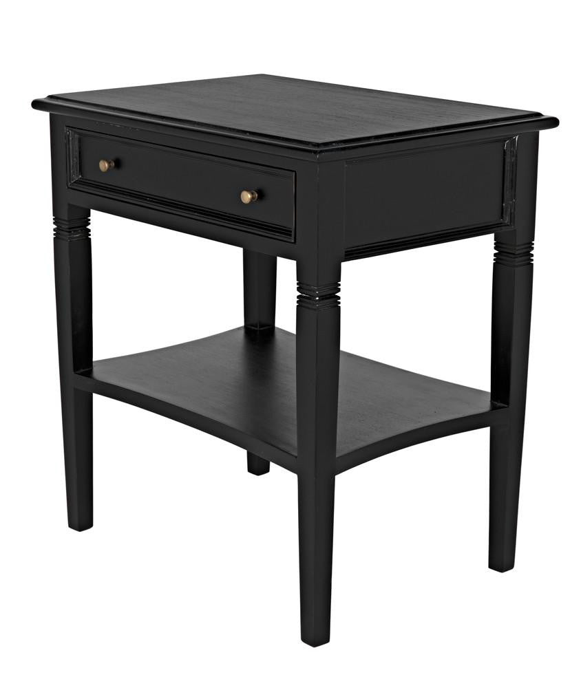 Noir Oxford Side Table, 1-Drawer, Hand-Rubbed Black, 30"H (GTAB247HB YUU6013NTK)
