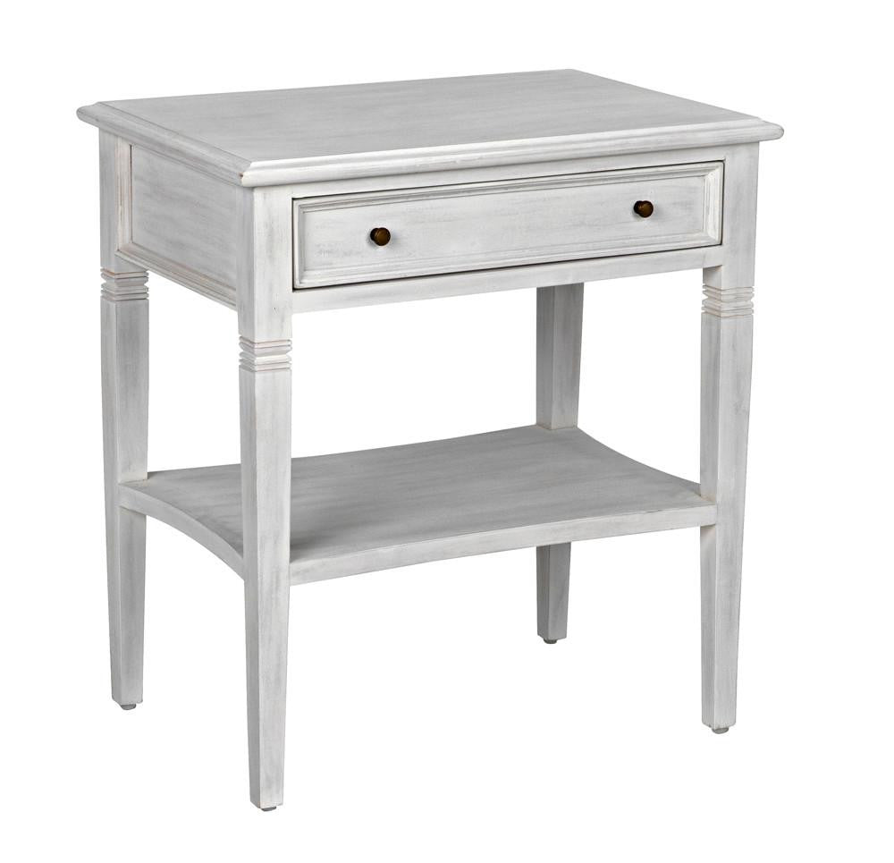 Noir Oxford Side Table, 1-Drawer, White Wash, 30"H (GTAB247WH YUU6013NTM)