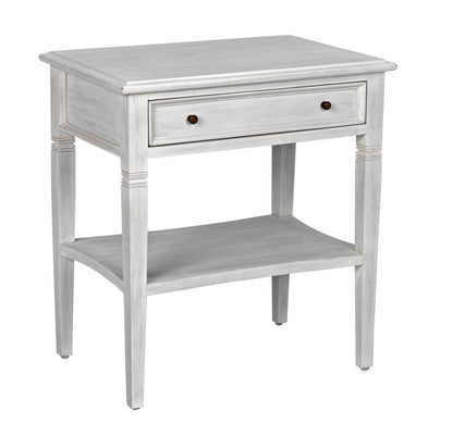 Noir Oxford Side Table, 1-Drawer, White Wash, 30"H (GTAB247WH YUU6013NTM)