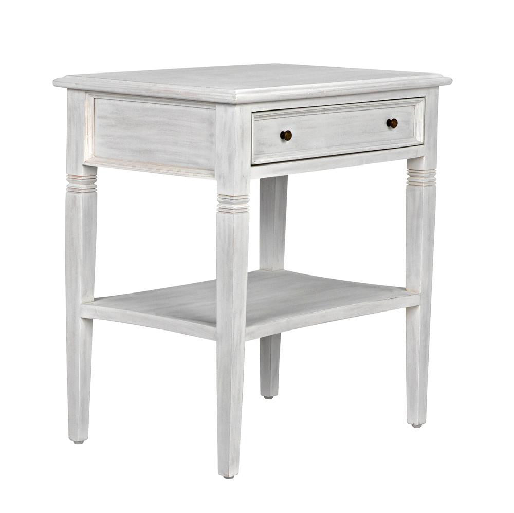 Noir Oxford Side Table, 1-Drawer, White Wash, 30"H (GTAB247WH YUU6013NTM)