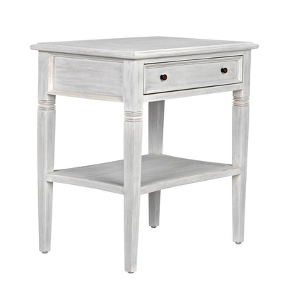 Noir Oxford Side Table, 1-Drawer, White Wash, 30"H (GTAB247WH YUU6013NTM)