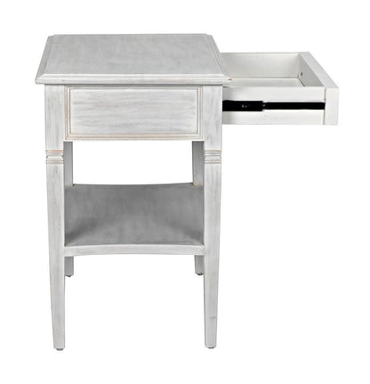 Noir Oxford Side Table, 1-Drawer, White Wash, 30"H (GTAB247WH YUU6013NTM)