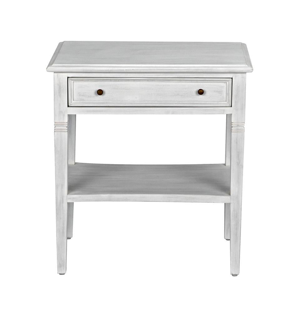 Noir Oxford Side Table, 1-Drawer, White Wash, 30"H (GTAB247WH YUU6013NTM)