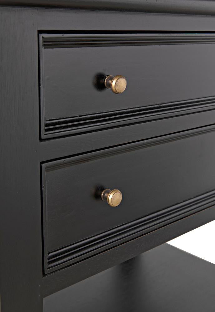 Noir Oxford Side Table, 2-Drawer, Hand-Rubbed Black, 30"H (GTAB246HB YUU6013NTP)