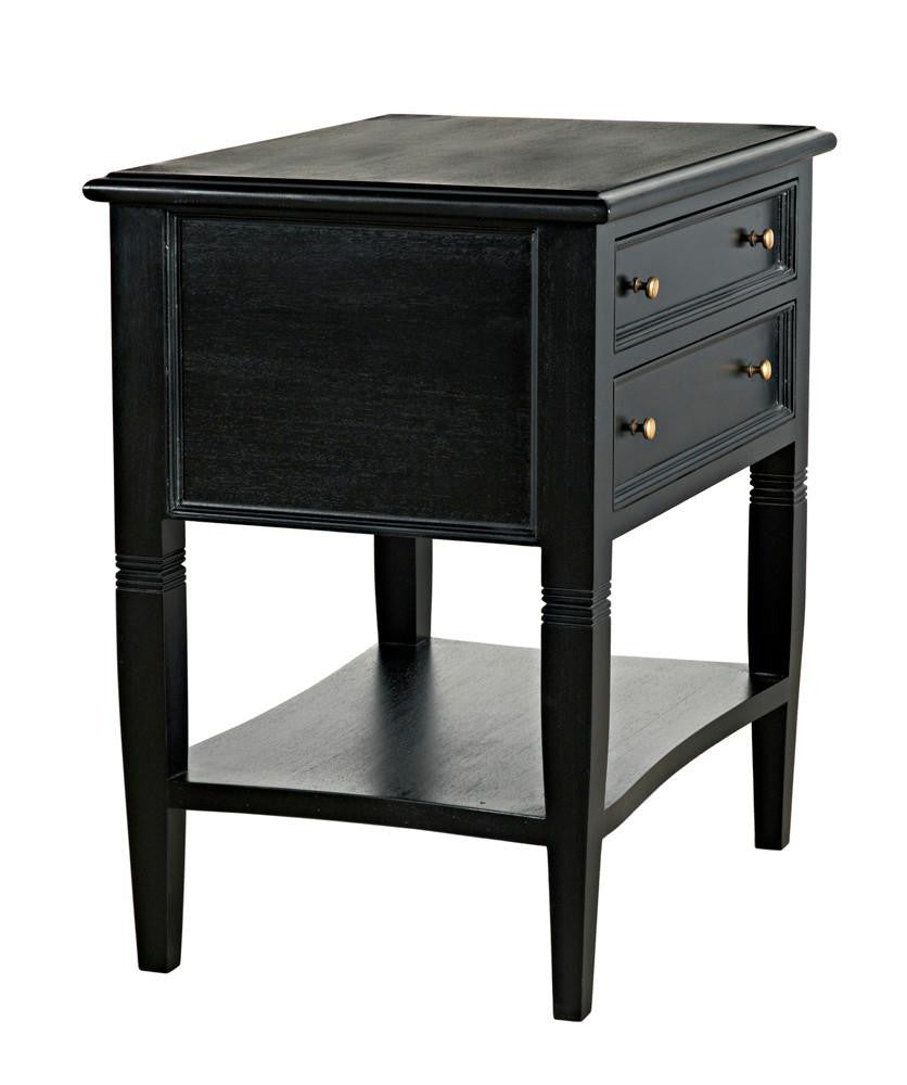 Noir Oxford Side Table, 2-Drawer, Hand-Rubbed Black, 30"H (GTAB246HB YUU6013NTP)