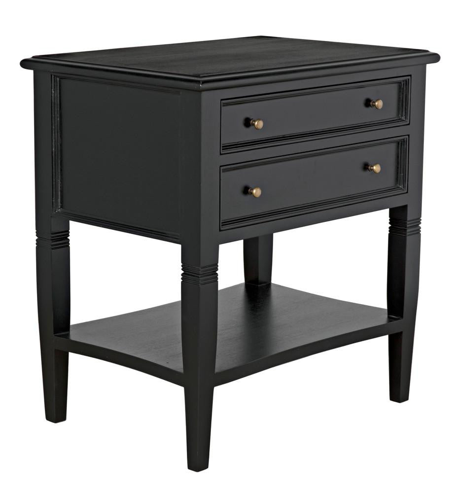 Noir Oxford Side Table, 2-Drawer, Hand-Rubbed Black, 30"H (GTAB246HB YUU6013NTP)