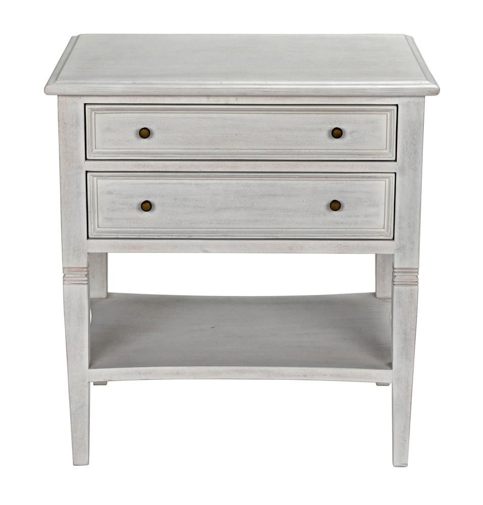 Noir Oxford Side Table, 2-Drawer, White Wash, 30"H (GTAB246WH YUU6013NTQ)
