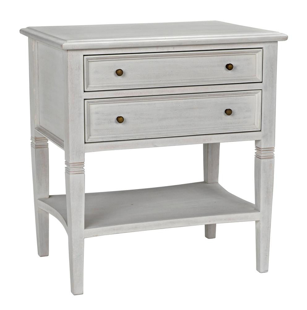 Noir Oxford Side Table, 2-Drawer, White Wash, 30"H (GTAB246WH YUU6013NTQ)