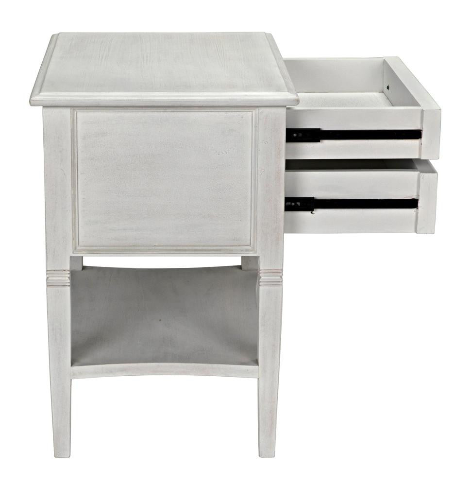 Noir Oxford Side Table, 2-Drawer, White Wash, 30"H (GTAB246WH YUU6013NTQ)