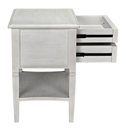 Noir Oxford Side Table, 2-Drawer, White Wash, 30"H (GTAB246WH YUU6013NTQ)