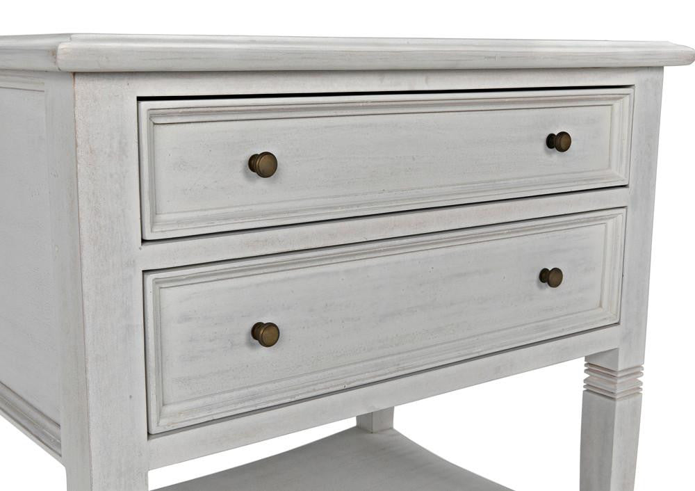 Noir Oxford Side Table, 2-Drawer, White Wash, 30"H (GTAB246WH YUU6013NTQ)