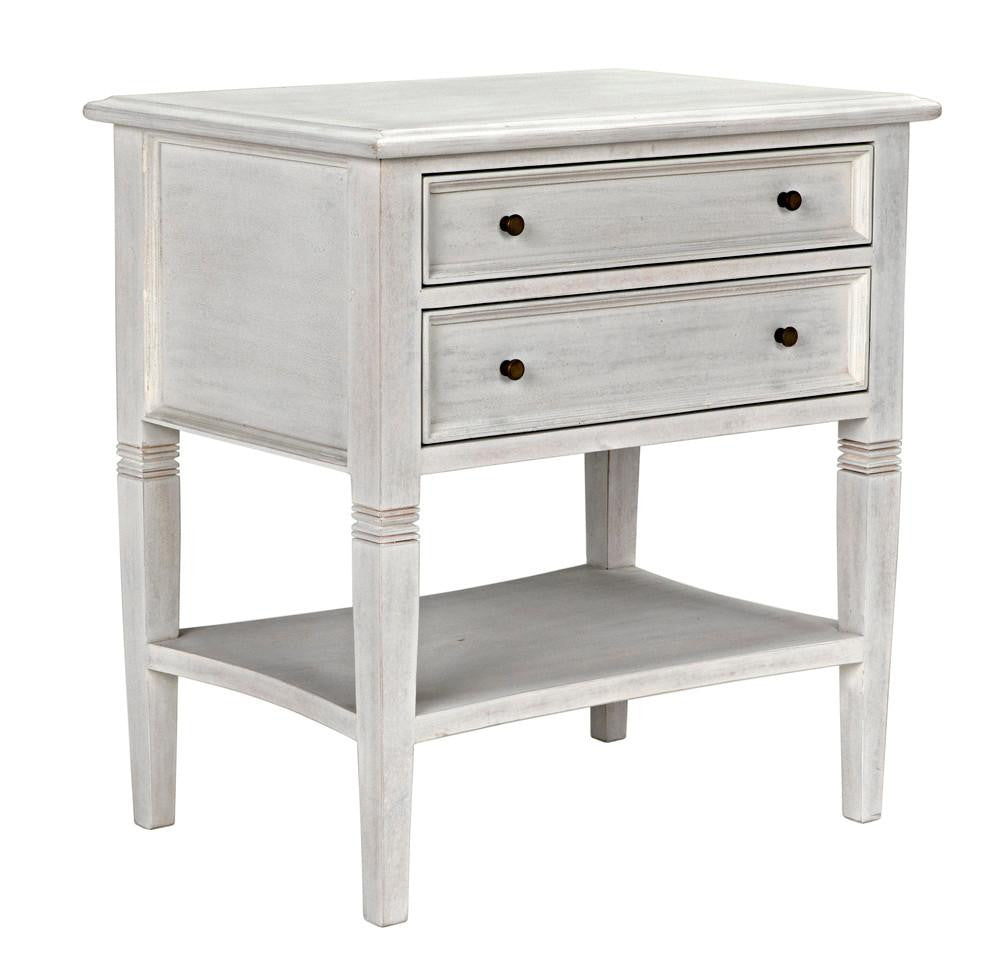 Noir Oxford Side Table, 2-Drawer, White Wash, 30"H (GTAB246WH YUU6013NTQ)