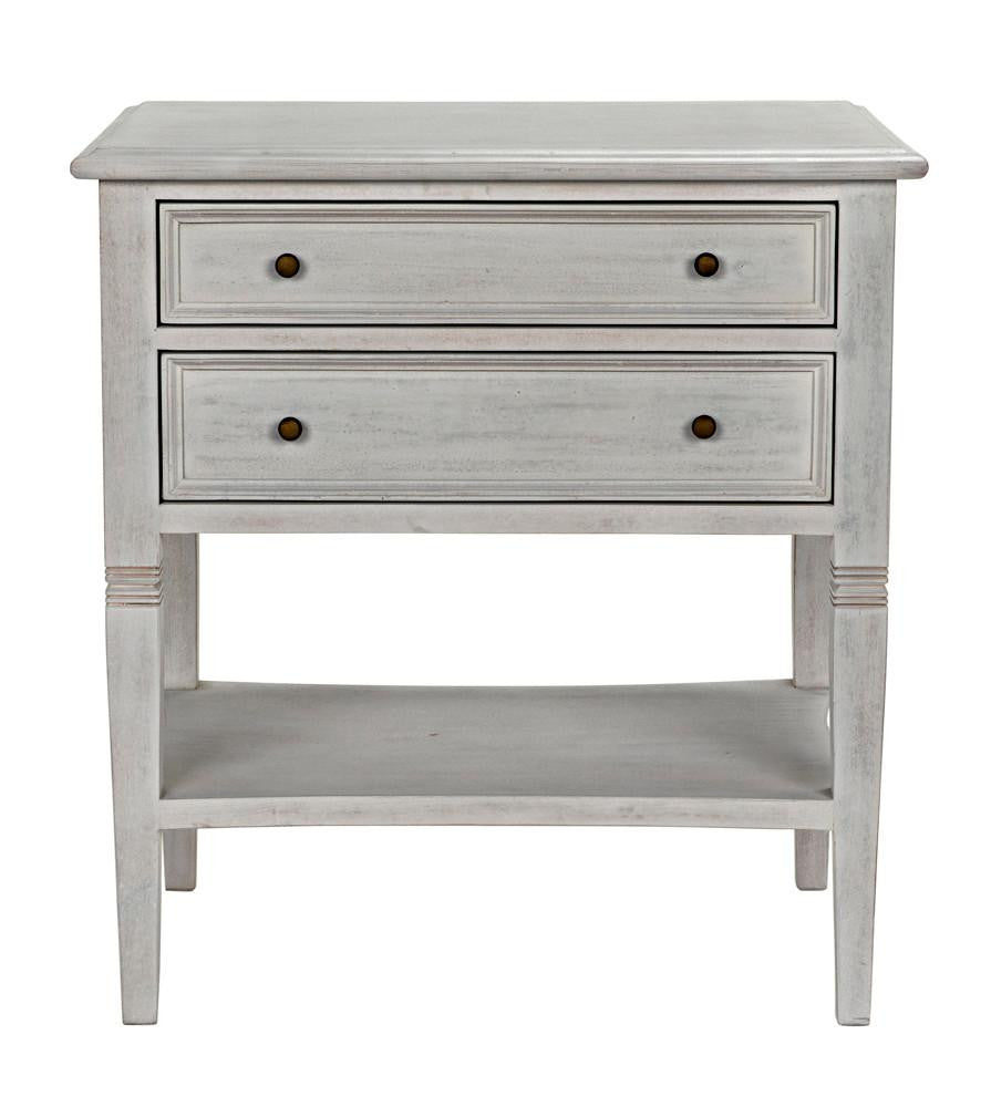 Noir Oxford Side Table, 2-Drawer, White Wash, 30"H (GTAB246WH YUU6013NTQ)