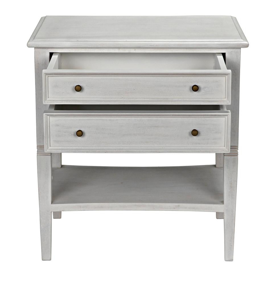 Noir Oxford Side Table, 2-Drawer, White Wash, 30"H (GTAB246WH YUU6013NTQ)