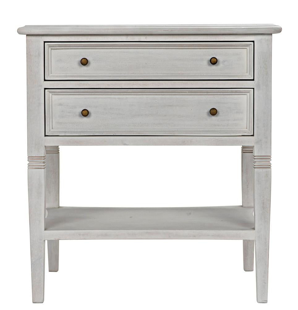 Noir Oxford Side Table, 2-Drawer, White Wash, 30"H (GTAB246WH YUU6013NTQ)