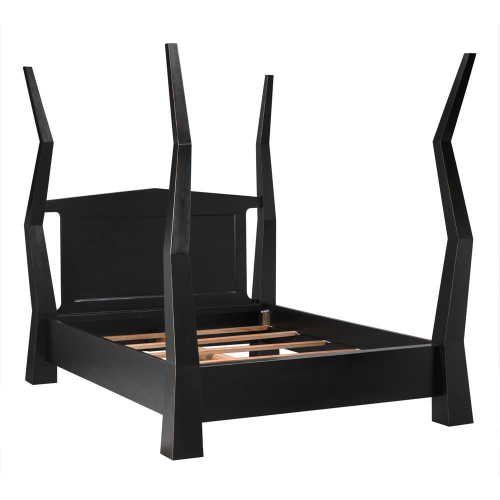 Noir Patras Bed, Queen Hand Rubbed Black