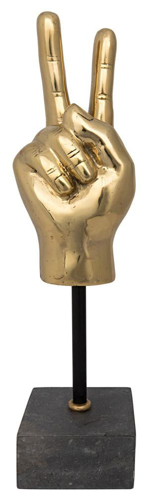 Noir Peace Sign On Stand Sculpture Antique Brass, Matte Black