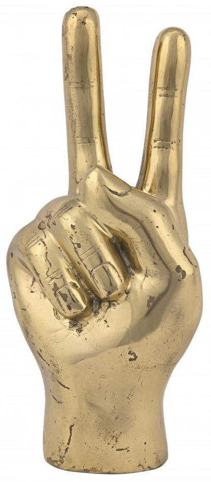 Noir Peace Sign Sculpture, Antique Brass, 4.5"W (AB-1BR YUU6013EZK)