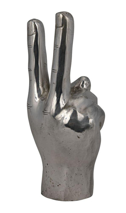 Noir Peace Sign Sculpture, Silver, 4.5"W (AB-144SV YUU6013EZG)