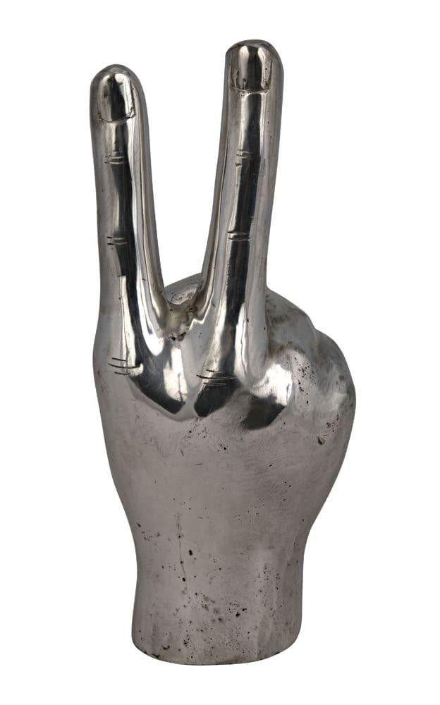 Noir Peace Sign Sculpture, Silver, 4.5"W (AB-144SV YUU6013EZG)