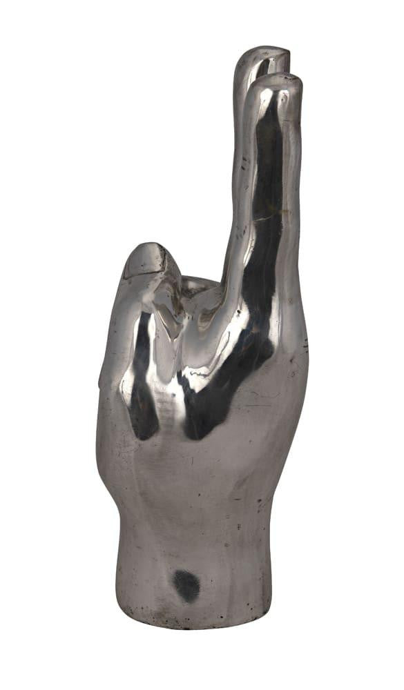 Noir Peace Sign Sculpture, Silver, 4.5"W (AB-144SV YUU6013EZG)