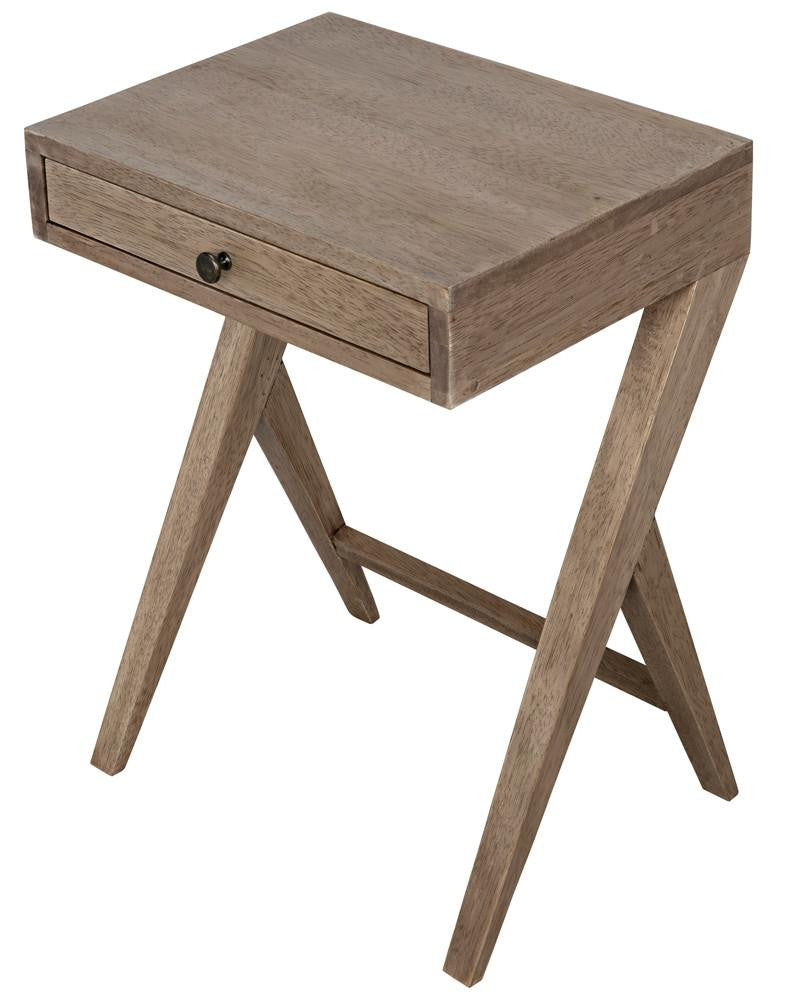 Noir Peter Side Table, 1-Drawer, Washed Walnut, 24"H (GTAB686WAW YUU6013PP3)