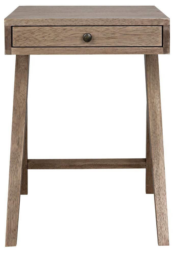 Noir Peter Side Table, 1-Drawer, Washed Walnut, 24"H (GTAB686WAW YUU6013PP3)