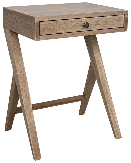 Noir Peter Side Table, 1-Drawer, Washed Walnut, 24"H (GTAB686WAW YUU6013PP3)