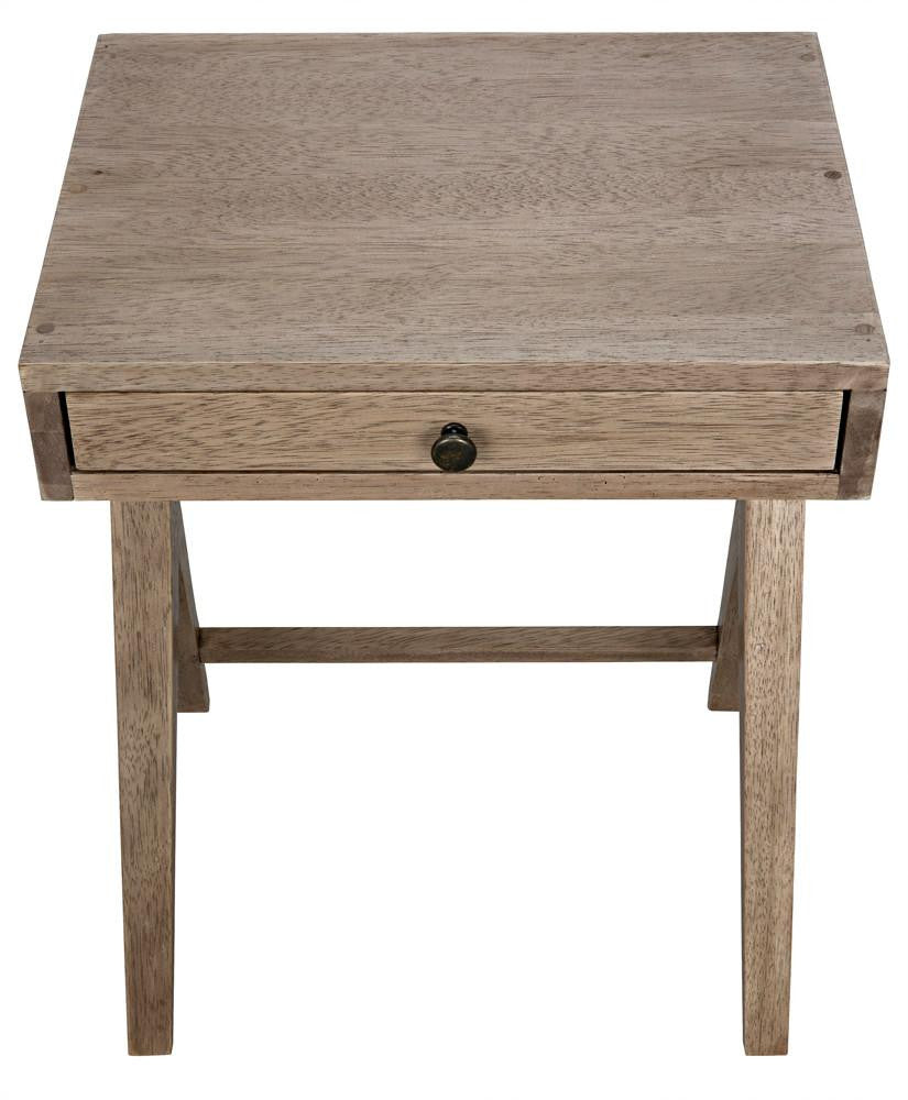 Noir Peter Side Table, 1-Drawer, Washed Walnut, 24"H (GTAB686WAW YUU6013PP3)