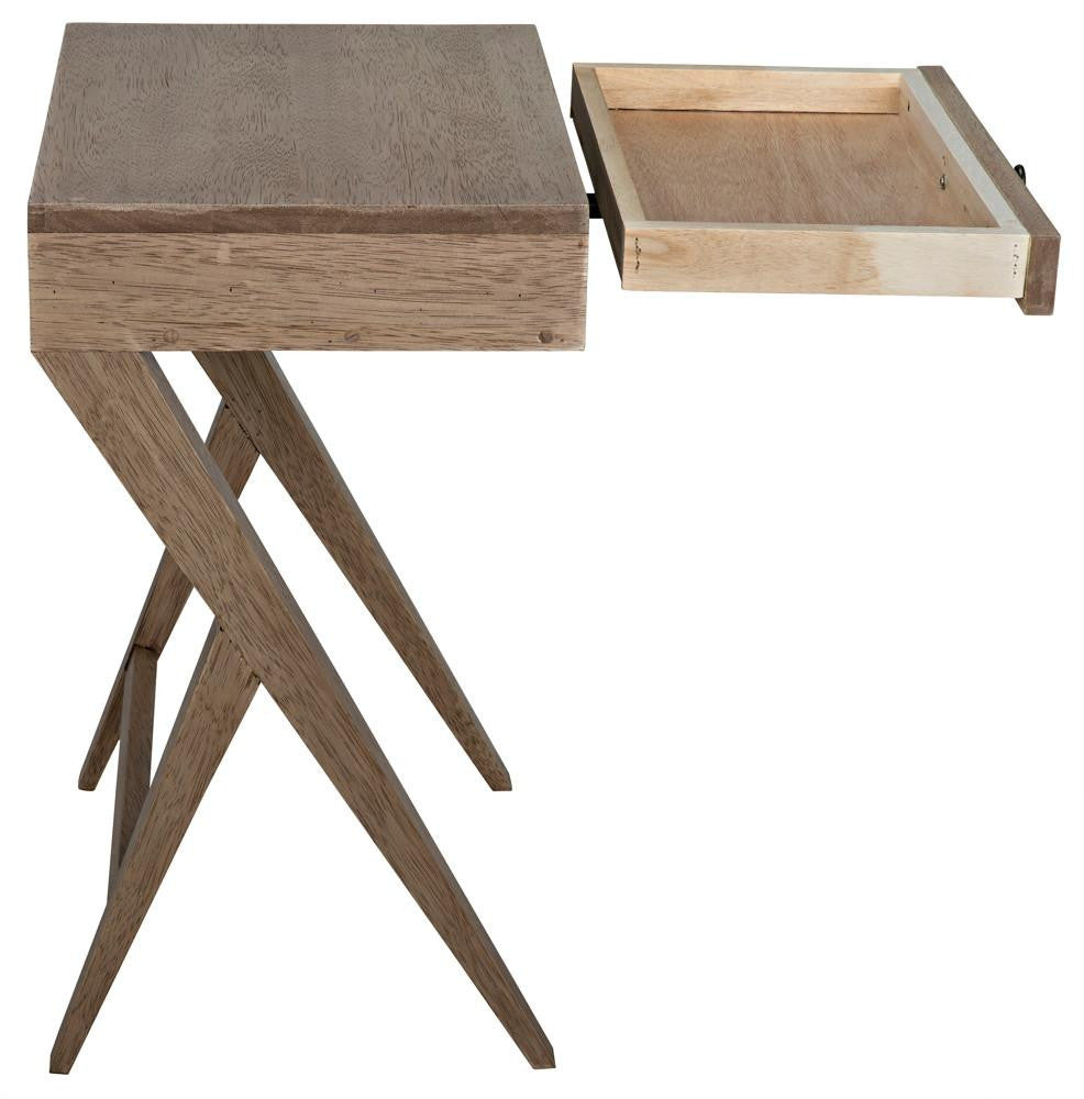 Noir Peter Side Table, 1-Drawer, Washed Walnut, 24"H (GTAB686WAW YUU6013PP3)