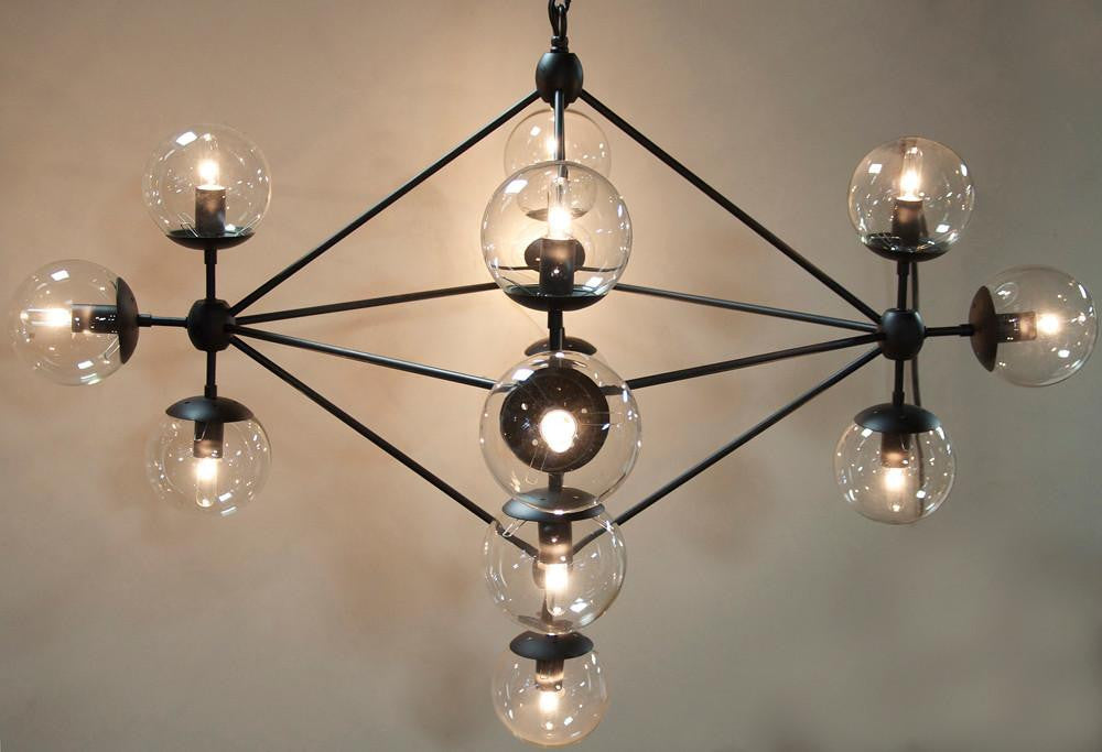 Noir Pluto Chandelier, 13-Light, Matte Black, Glass, 44.5"W (LAMP478MTB-S YUU6013GY2)